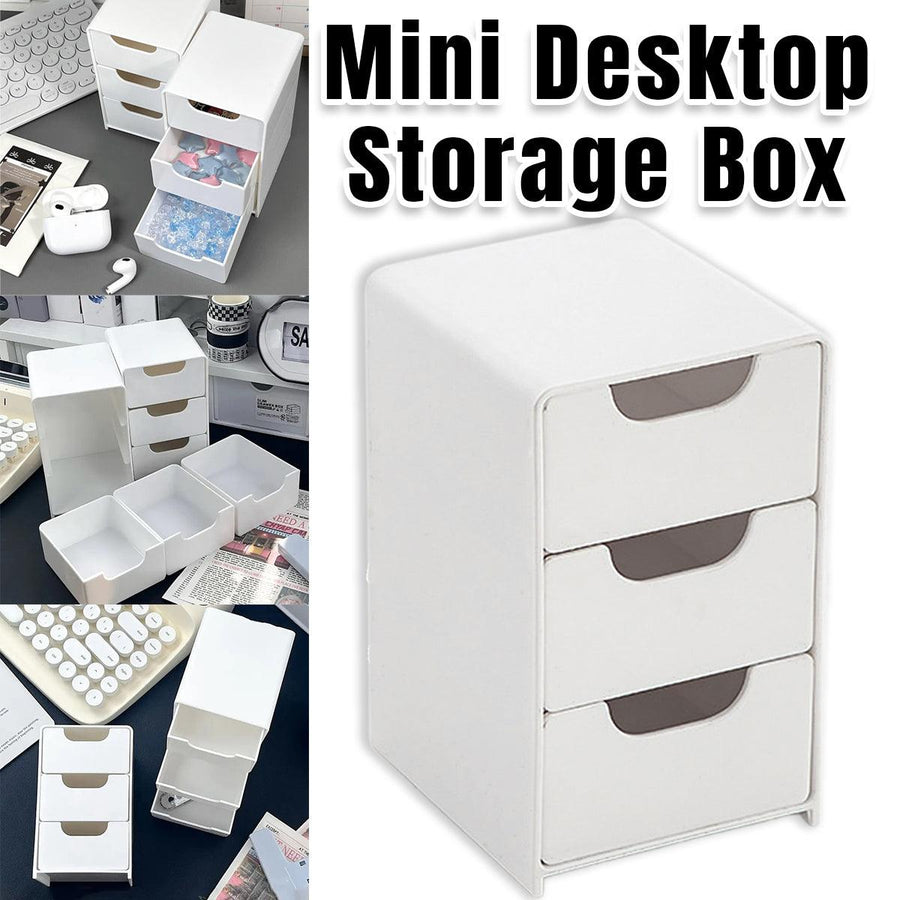 Mini Desktop Organiser Box with 3 Slide-Out Drawers