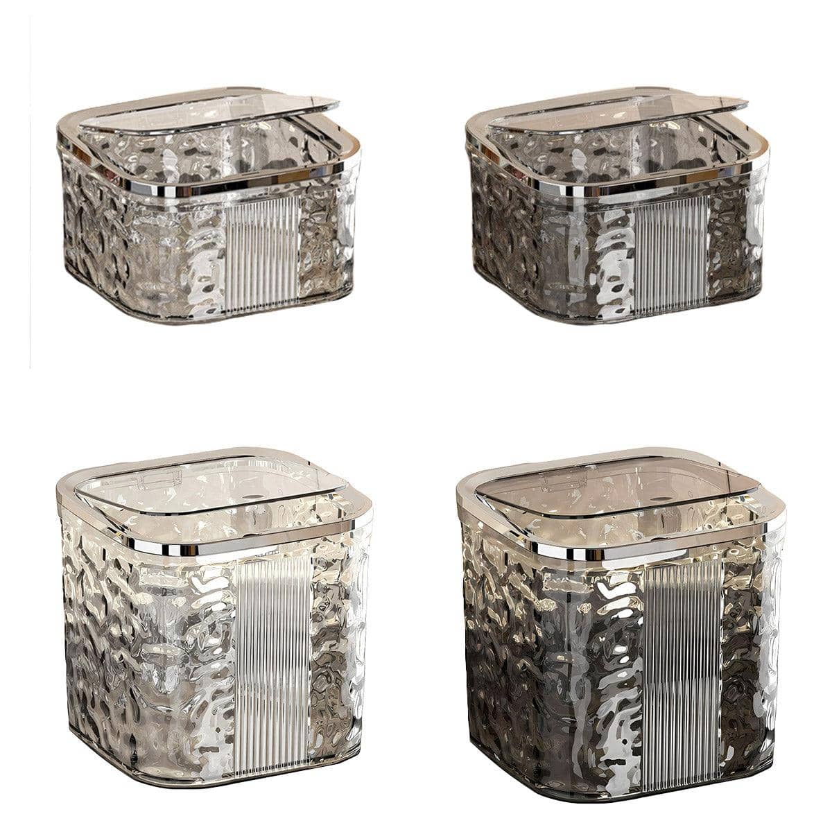 Mini Desktop Trash Can with Press Lid - Clear, Small (15.1 x 15.1 x 8.3 cm) - view 3