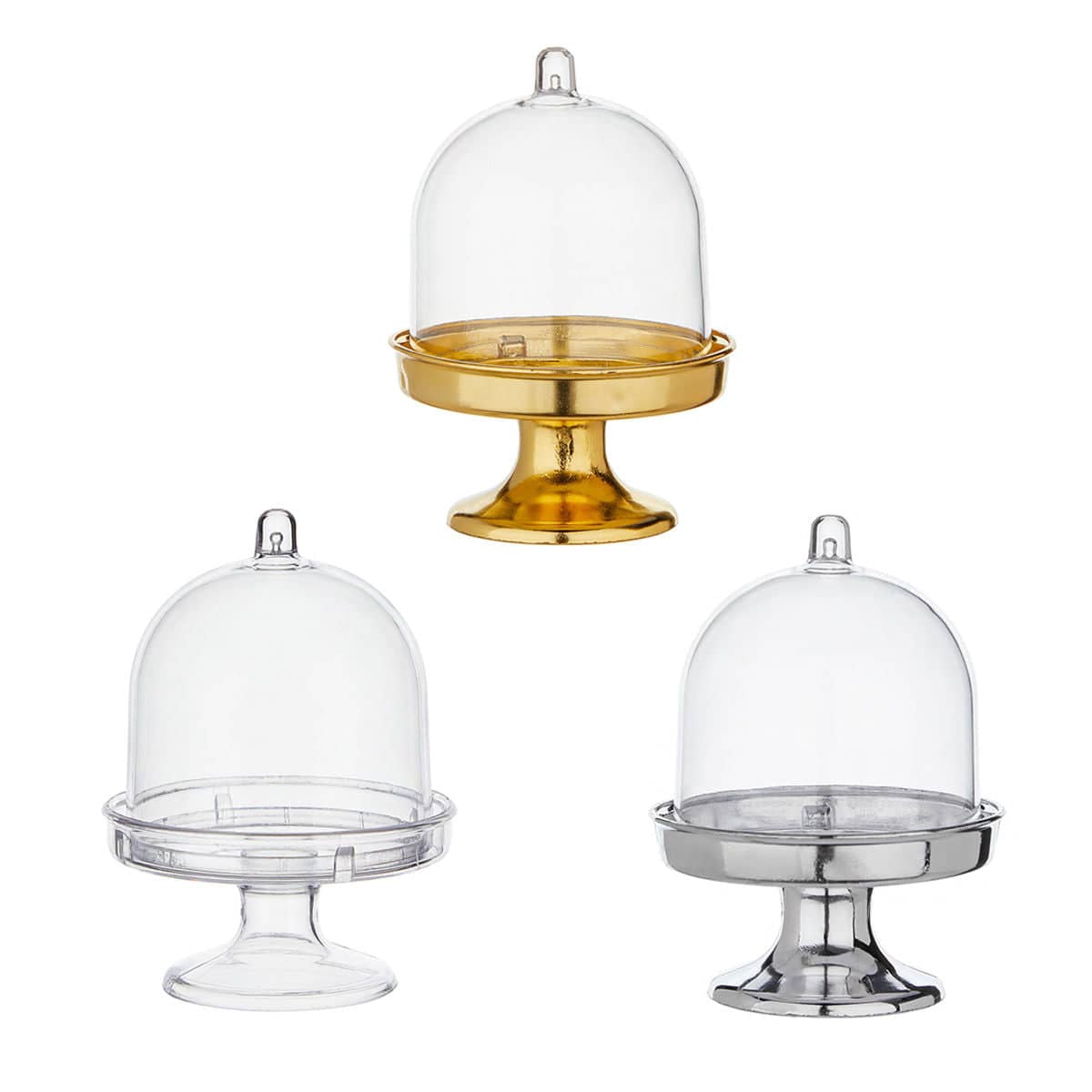 Mini Dessert Display Stands with Dome Cover, Set of 24 - Gold - view 3
