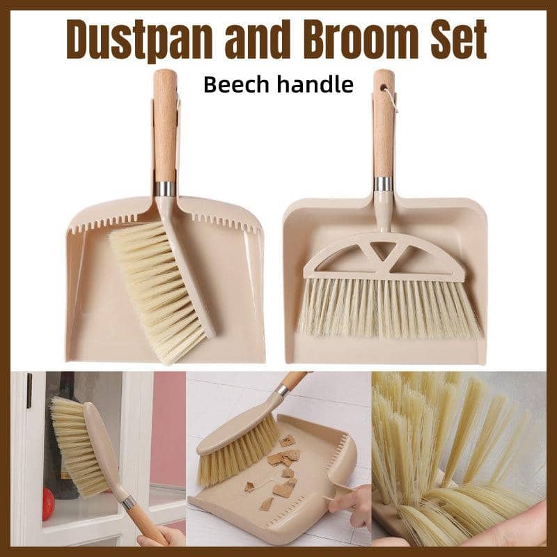 Mini Dustpan and Brush Set with Wooden Handle, Beige - Hand Brush A38 - view 2