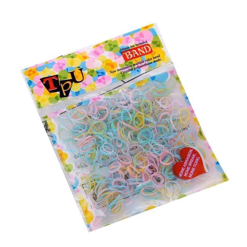 Mini Elastic Hair Bands, Pack of 400 - Clear Pastel Mix