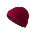 Mini Fisherman Beanie Hat Soft Knitted Docker Skull Cap - Dark Red