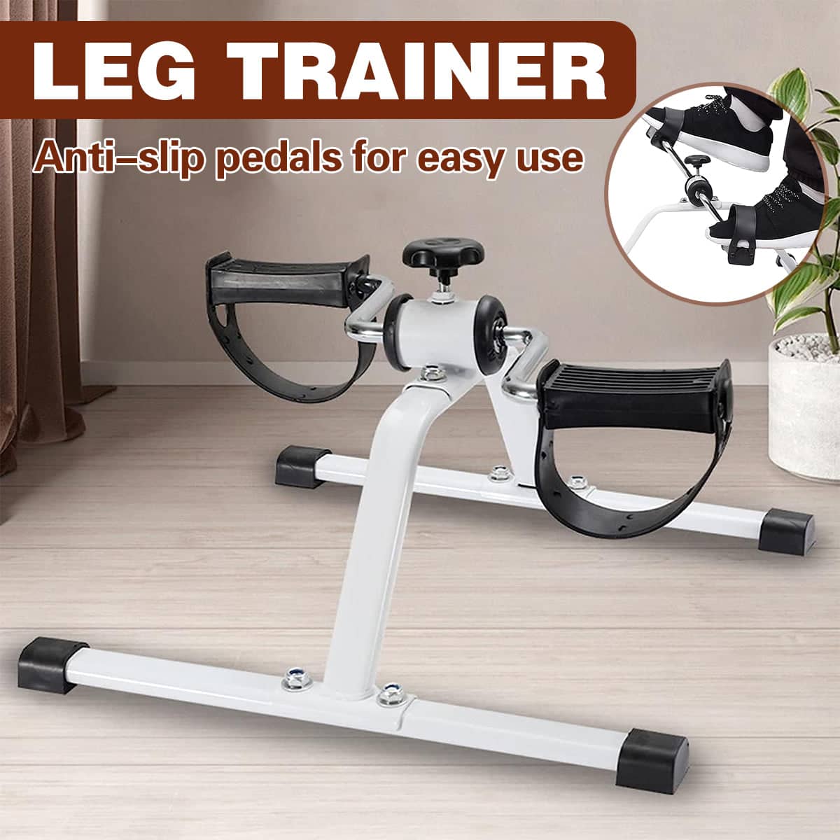 Mini Folding Exercise Bike Leg Trainer with LED Display, Compact Foldable, White