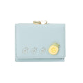 Mini Folding Wallet with Fruit Design, Faux Leather - Light Blue Pineapple