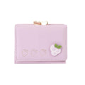 Mini Folding Wallet with Fruit Design, Faux Leather - Light Purple Grape
