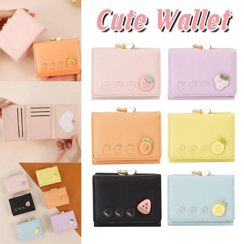 Mini Folding Wallet with Fruit Design, Faux Leather - Yellow Pineapple - view 2