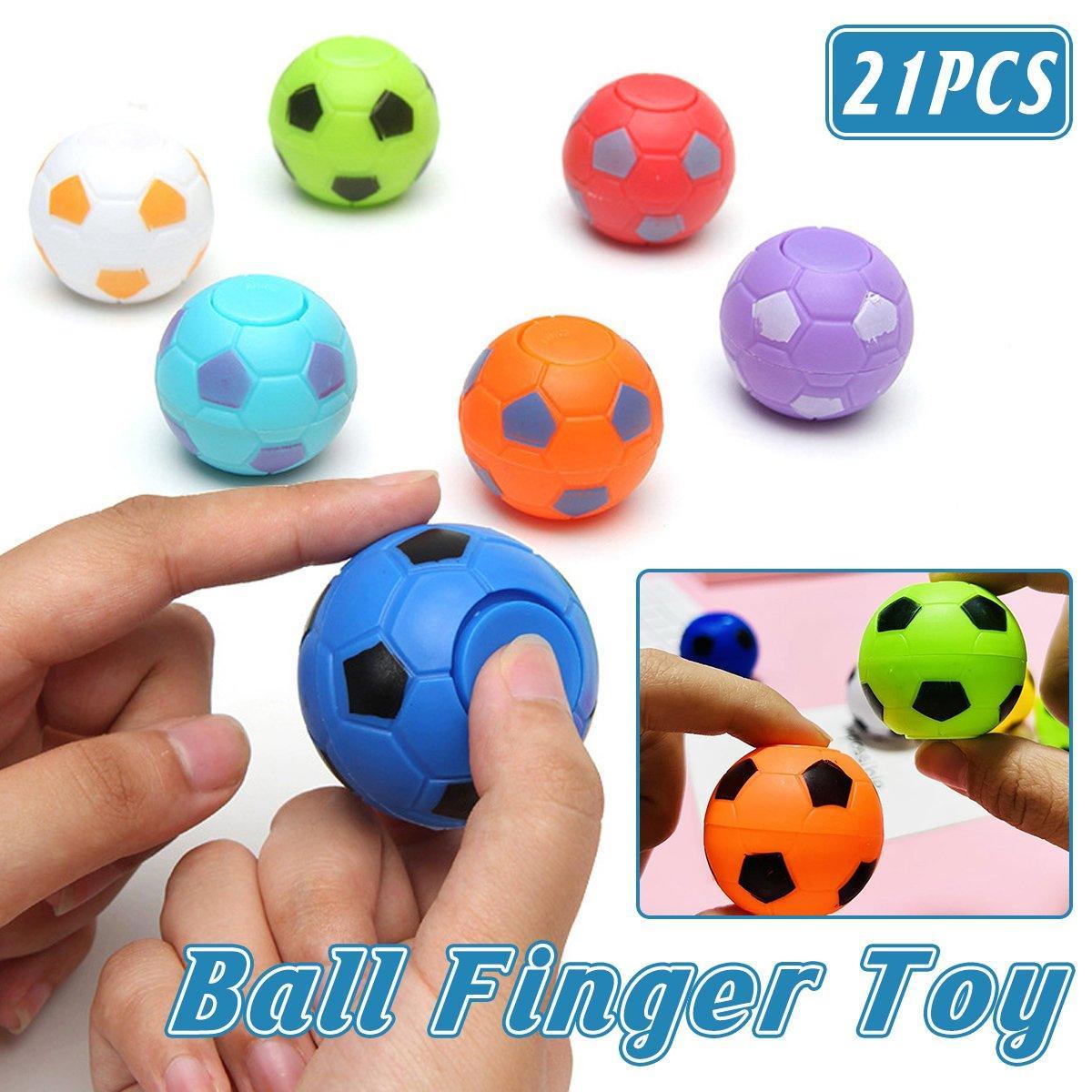 Mini Football Finger Spinner Toys, Pack of 21 Assorted Colours