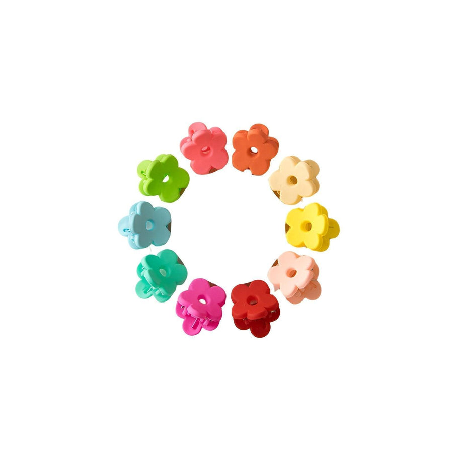 Mini Hair Clips Durable Plastic, 10 Pack - Flower