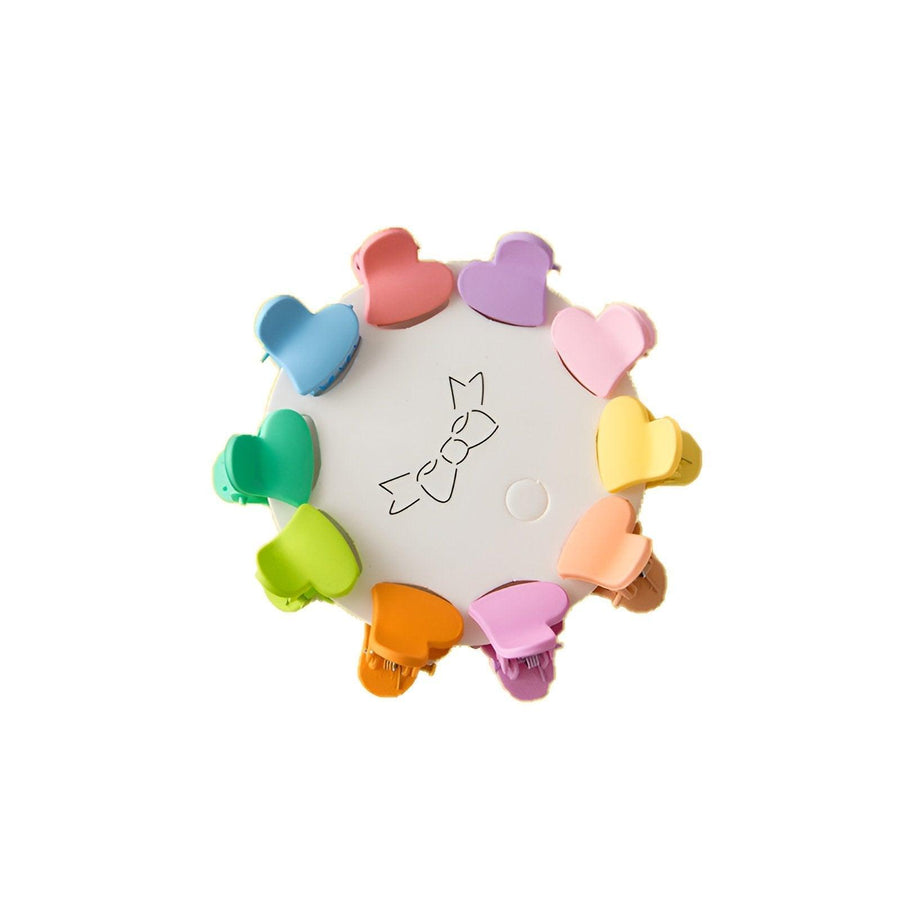 Mini Hair Clips Durable Plastic, 10 Pack - Heart