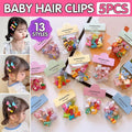Mini Hair Clips for Girls, Set of 5 - Bow, Flower and Teddy Bear - view 2