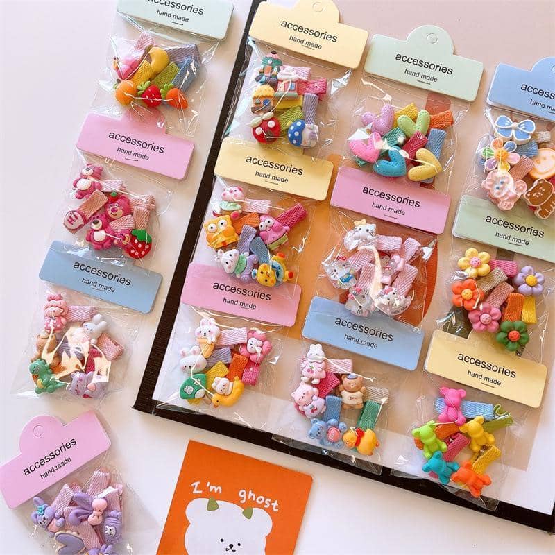 Mini Hair Clips for Girls, Set of 5 - Bunny, Bear and Dinosaur - view 5