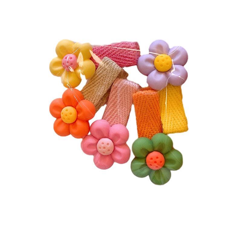 Mini Hair Clips for Girls, Set of 5 - Multicolour Flowers