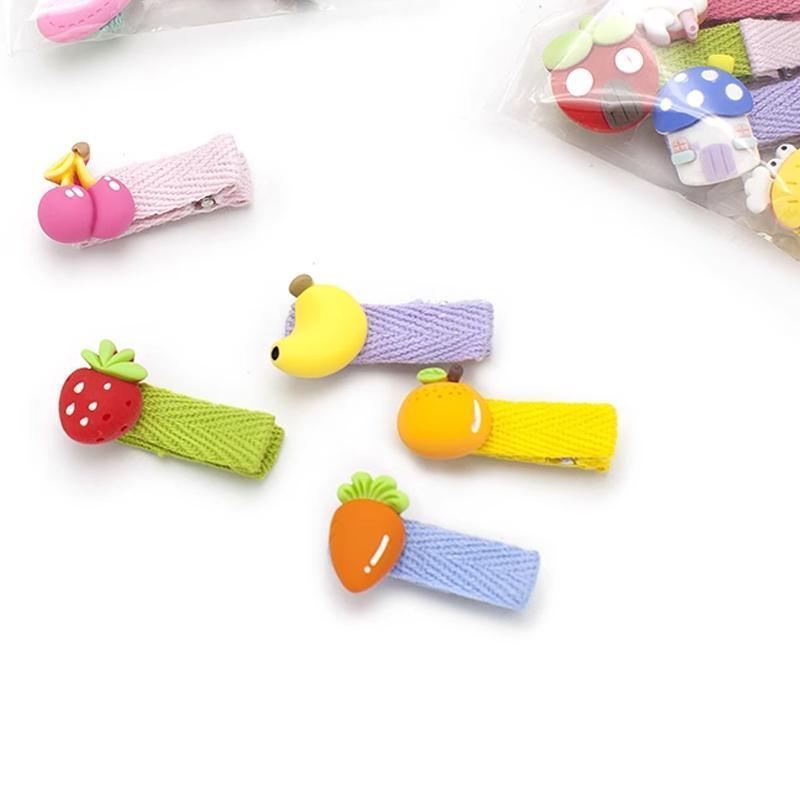 Mini Hair Clips for Girls, Set of 5 - Pink Bear and Strawberry - view 4