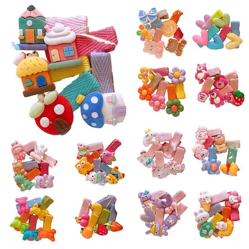 Mini Hair Clips for Girls, Set of 5 - Pink and Clear Kitten Faces - view 3