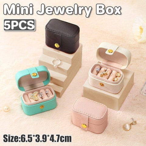 Mini Jewellery Storage Boxes, Faux Leather, Pack of 5 - Blush Pink - view 2