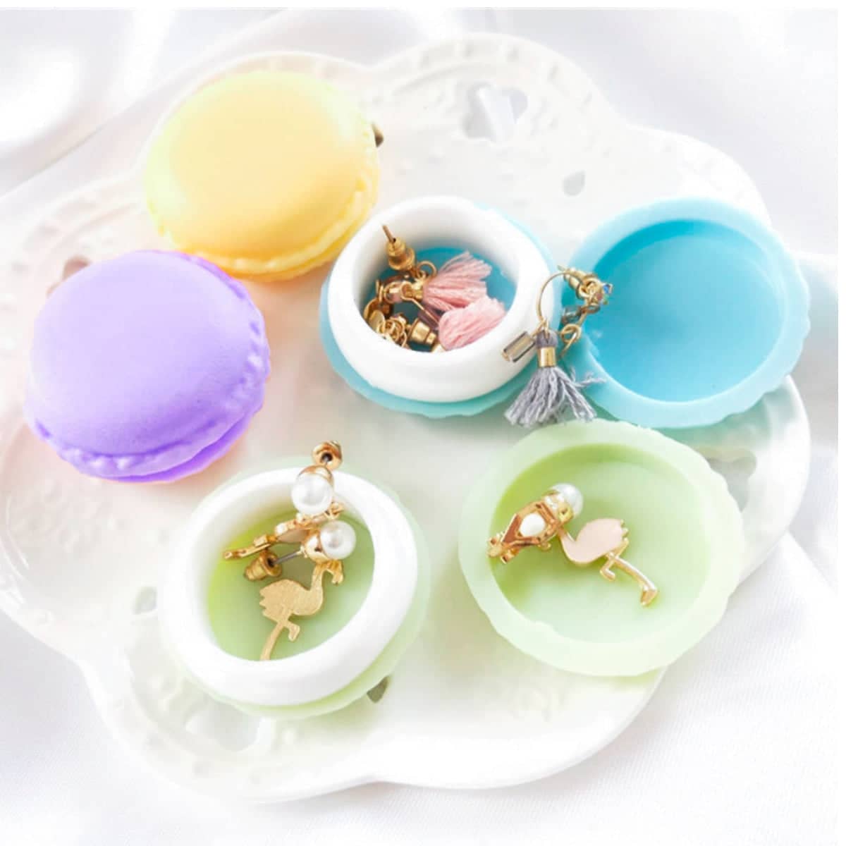 Mini Macaron Jewellery Storage Boxes, Set of 6 - Assorted Colours - view 4