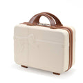 Mini Makeup Travel Case with Bow Accent - Cream with Brown Handles