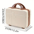 Mini Makeup Travel Case with Bow Accent - Cream with Brown Handles - view 4