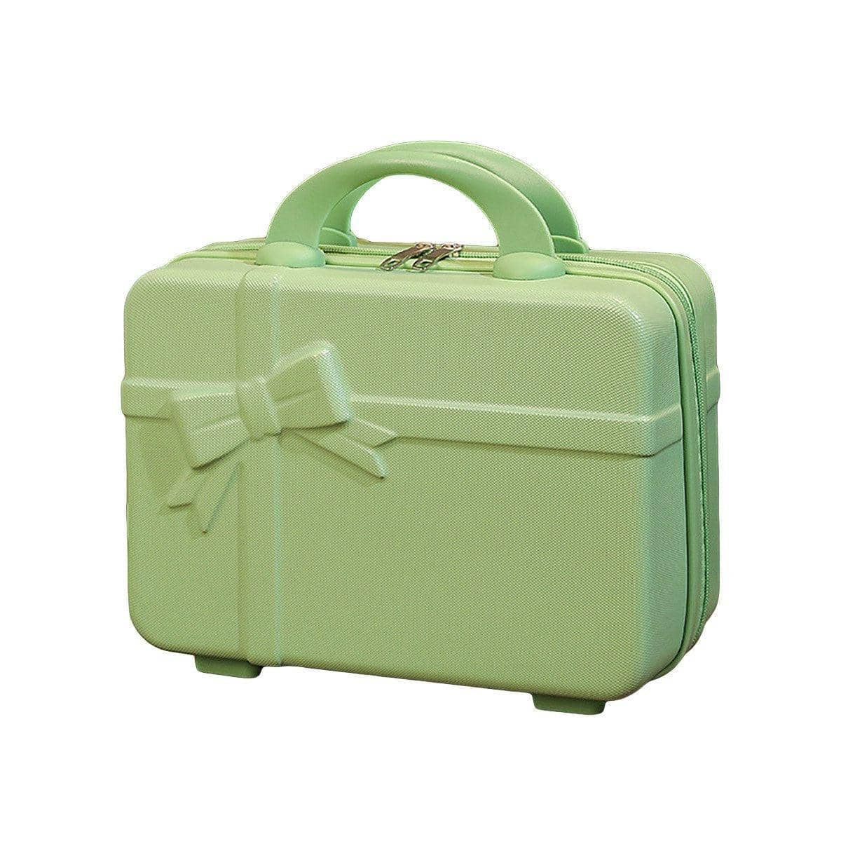 Mini Makeup Travel Case with Bow Accent - Light Green