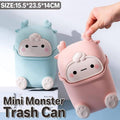 Mini Monster Desktop Trash Can with Flip Top Lid - Pink - view 2