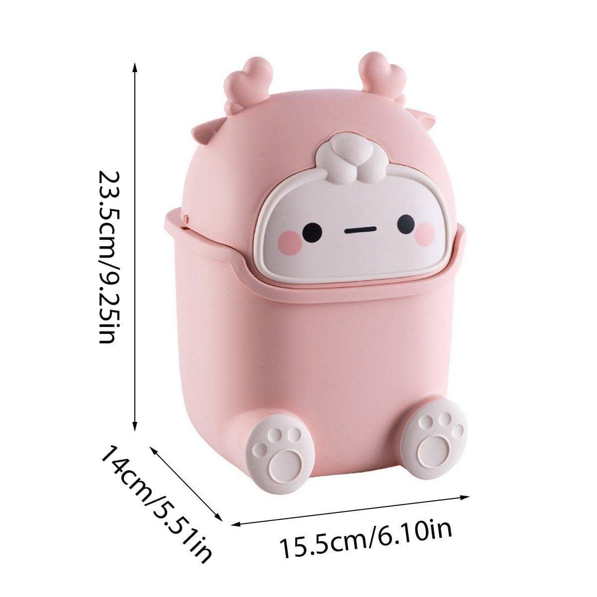 Mini Monster Desktop Trash Can with Flip Top Lid - Pink - view 4