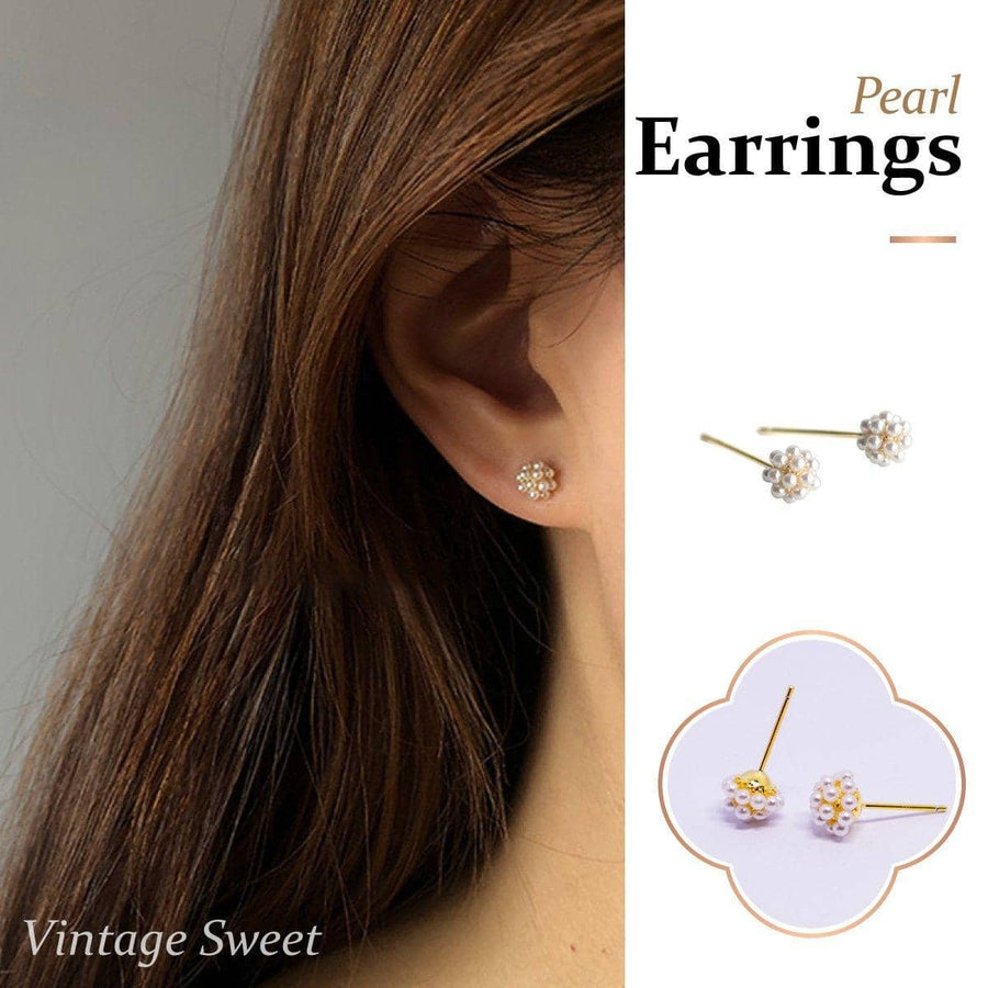 Mini Pearl Stud Earrings for Girls and Women, Delicate Floral Cluster Jewellery