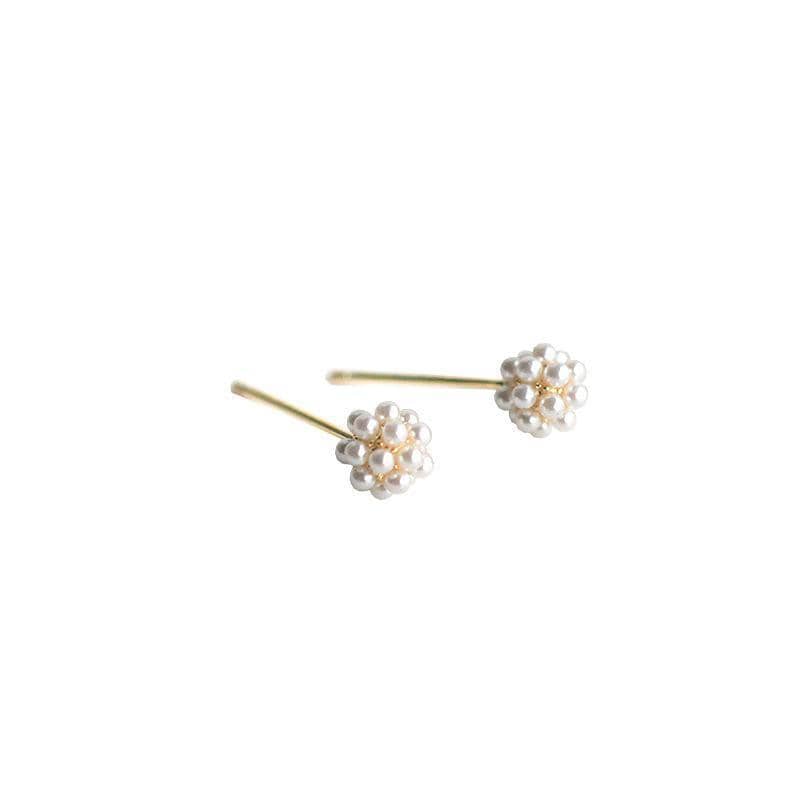 Mini Pearl Stud Earrings for Girls and Women, Delicate Floral Cluster Jewellery - view 2