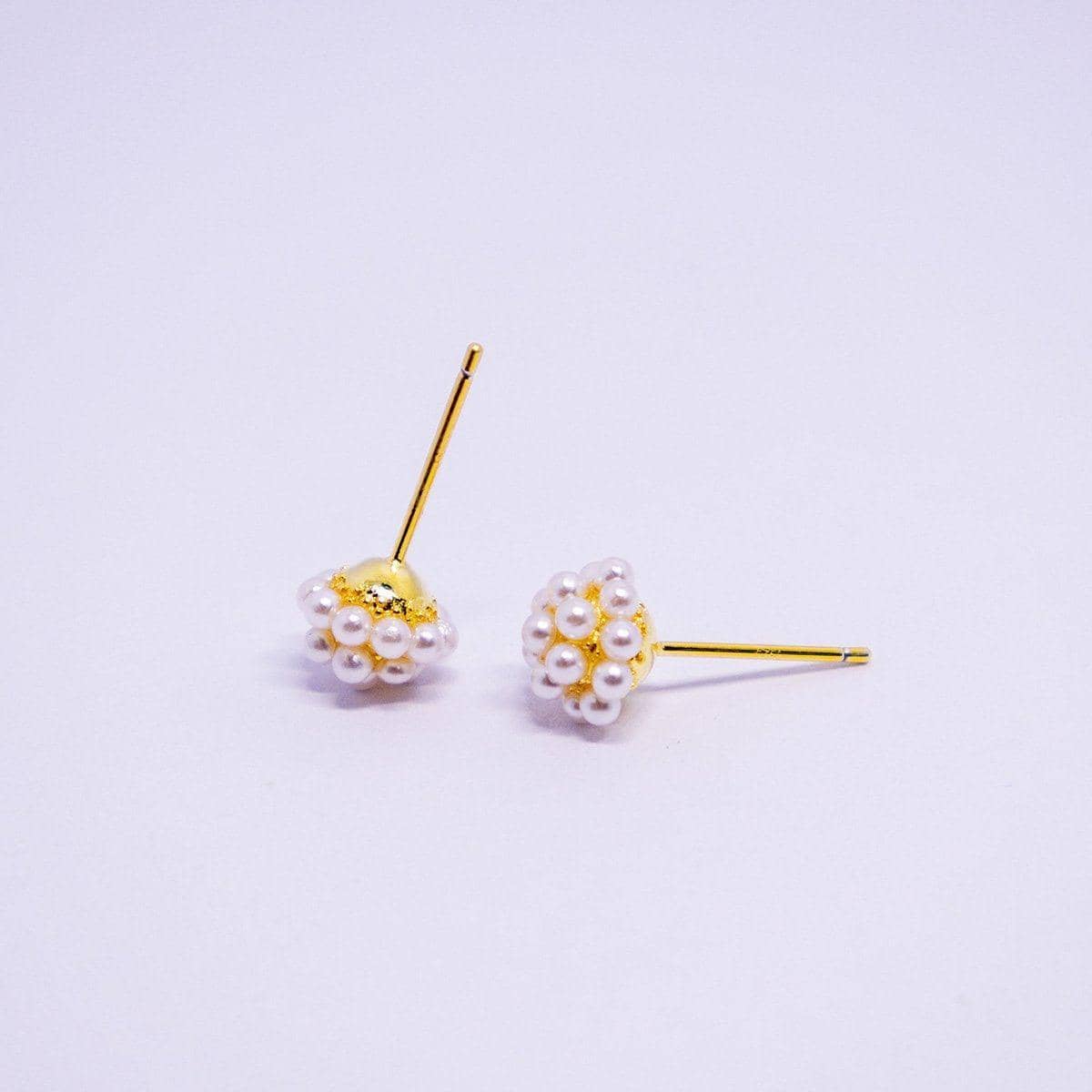 Mini Pearl Stud Earrings for Girls and Women, Delicate Floral Cluster Jewellery - view 4