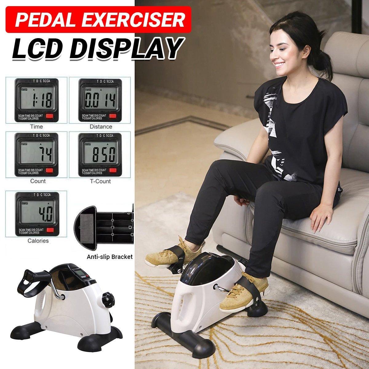 Mini Pedal Exercise Bike for Arms and Legs with LCD Display - White and Black