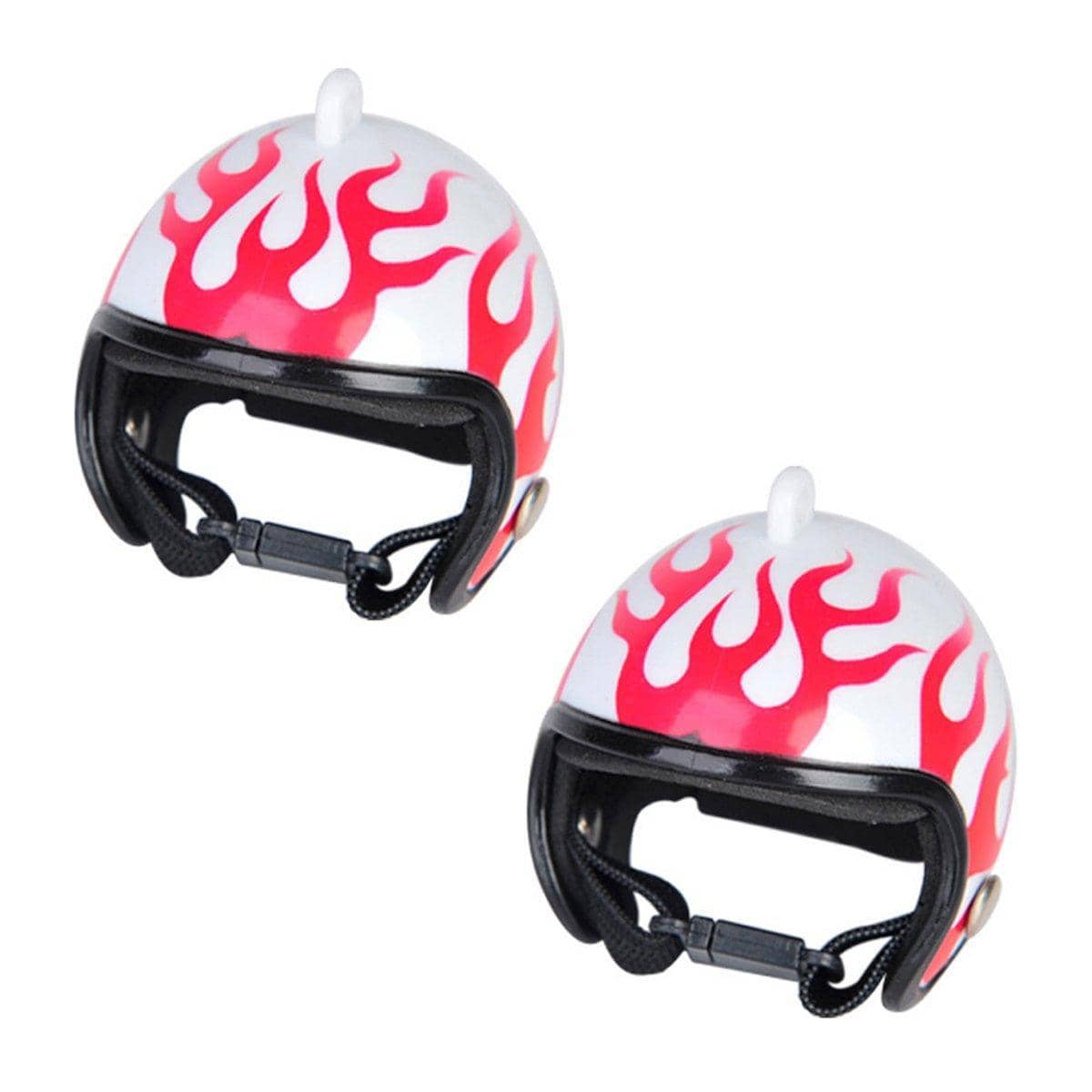 Mini Pet Chicken Helmets Set of 2 - Red Flame Pattern
