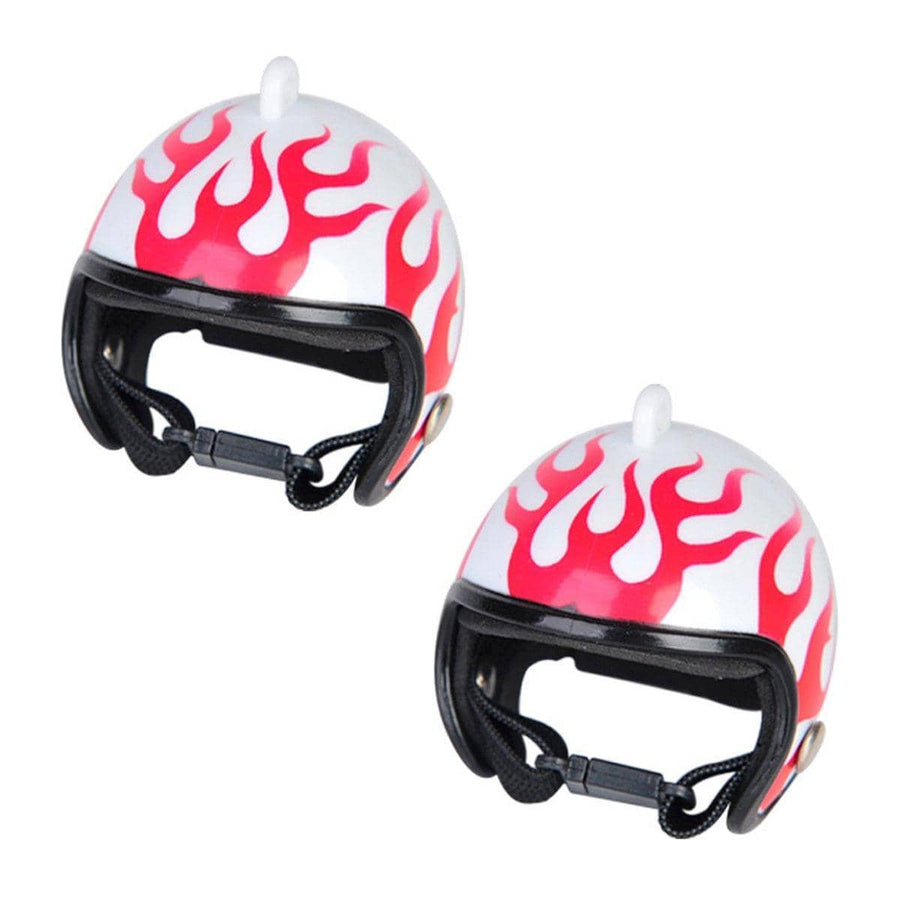 Mini Pet Chicken Helmets Set of 2 - Red Flame Pattern