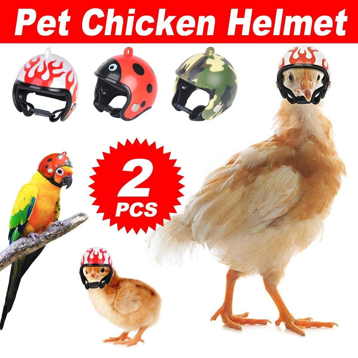 Mini Pet Chicken Helmets Set of 2 - Red Flame Pattern - view 2