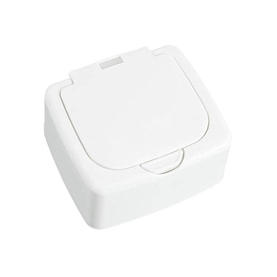 Mini Plastic Desktop Storage Box with Flip Lid - Square, White