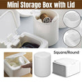 Mini Plastic Desktop Storage Box with Flip Lid - Square, White - view 2