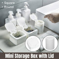 Mini Plastic Desktop Storage Box with Flip Lid - Square, White - view 3