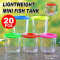 Mini Portable Plastic Fish Cups with Lids for Betta and Small Pets - Pack of 20