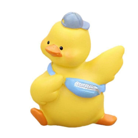 Mini Resin Duck Figurine - Duck with Blue Cap and Bag