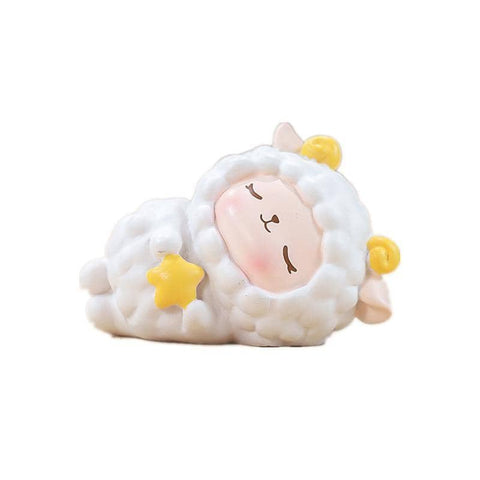 Mini Resin Lamb Figurine - Sleeping Lamb with Star