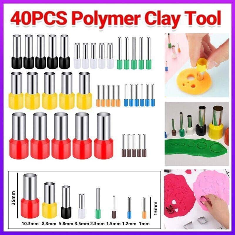 Mini Round Polymer Clay Cutters Stainless Steel Tool Set, Pack of 40
