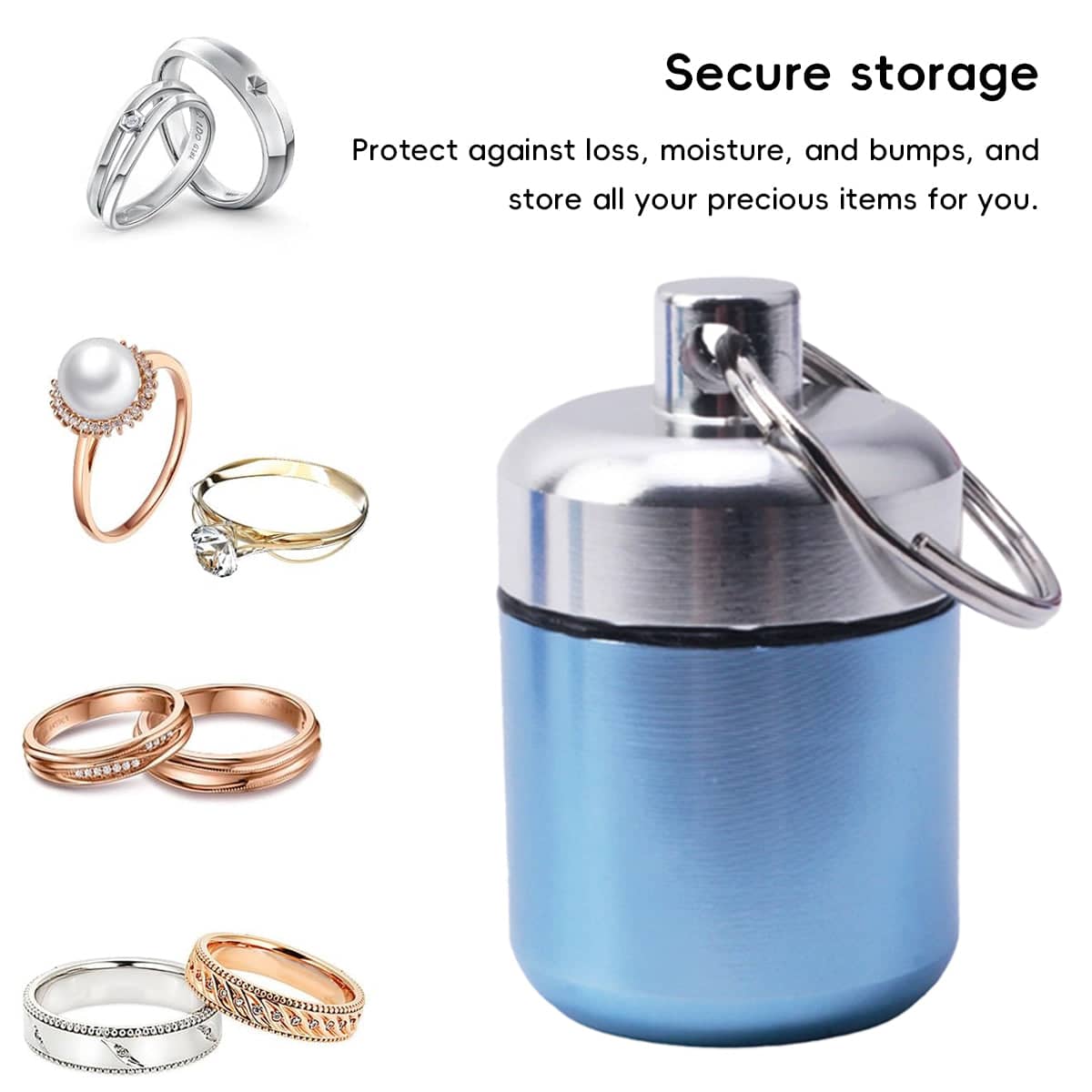 Mini Sealed Aluminium Storage Tins with Keyring, Pack of 6 - Black - view 5