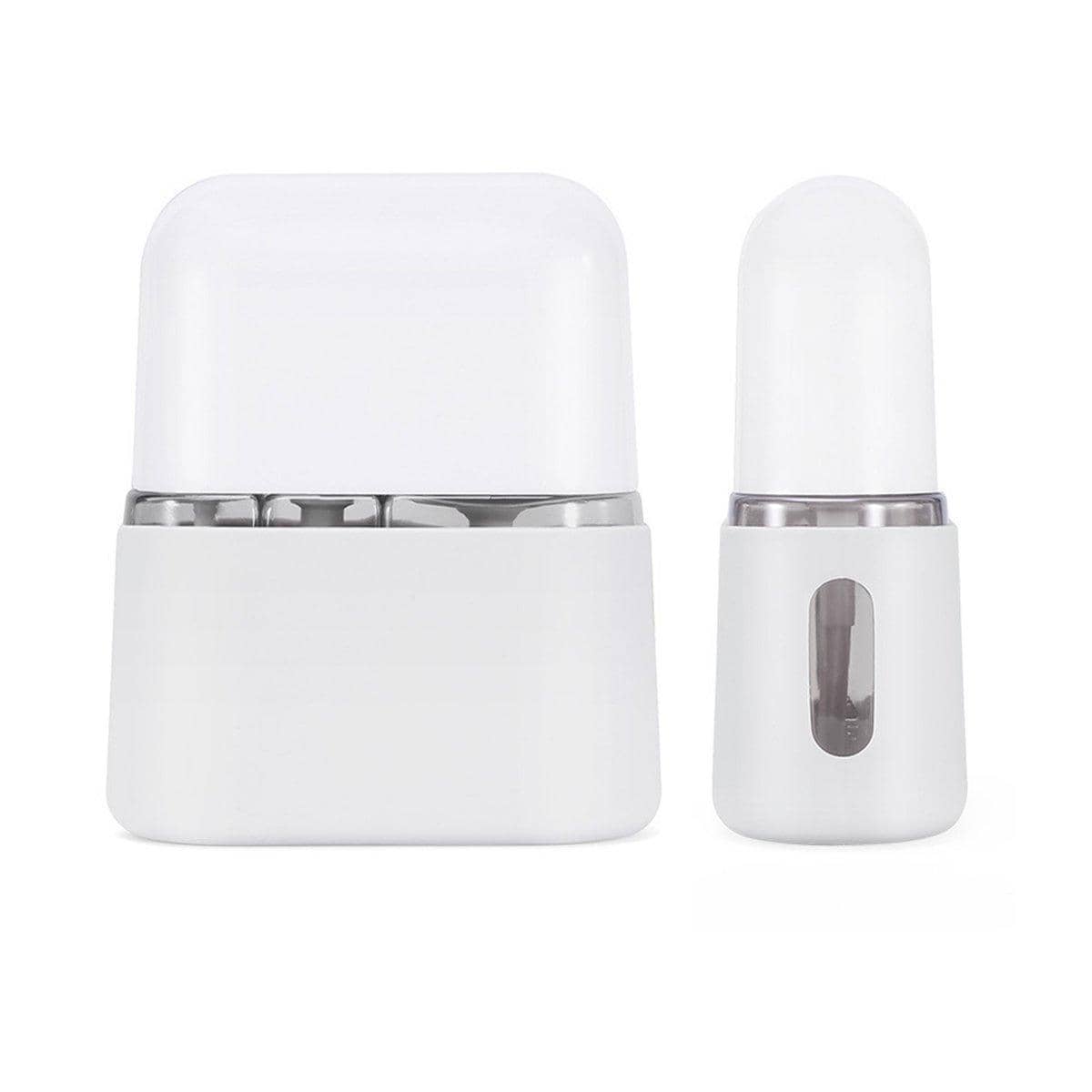 Mini Shampoo Dispenser Travel Bottle Set, 4 Refillable Bottles - Light Grey