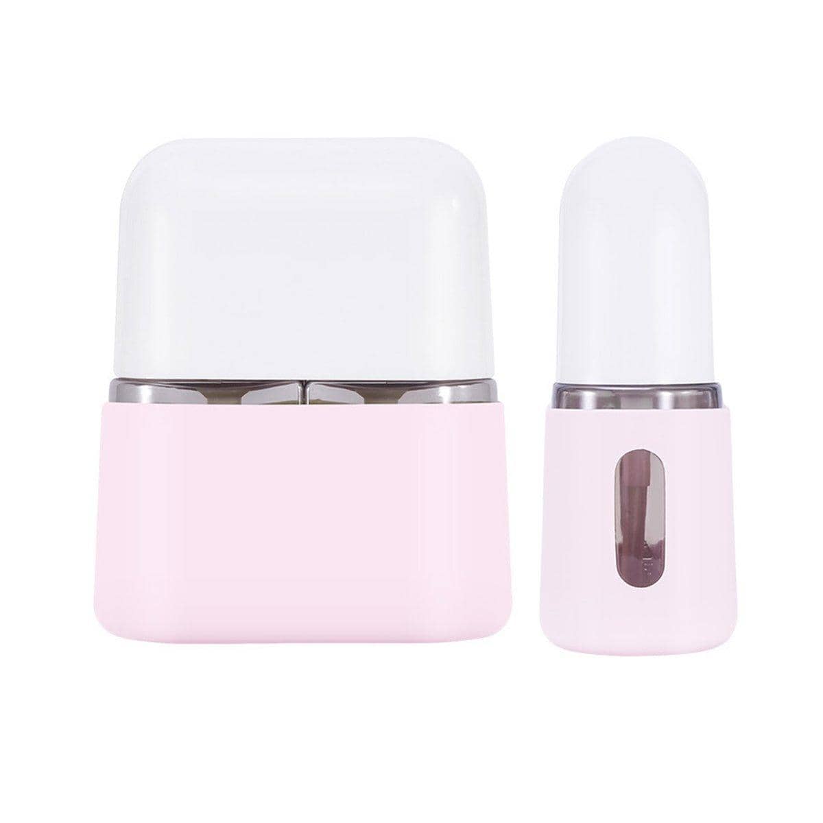 Mini Shampoo Dispenser Travel Bottle Set, 4 Refillable Bottles - Light Pink