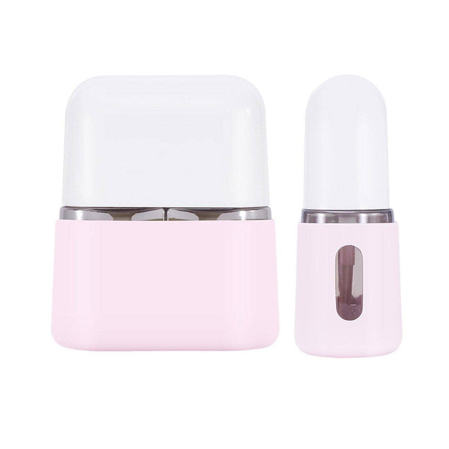Mini Shampoo Dispenser Travel Bottle Set, 4 Refillable Bottles - Light Pink