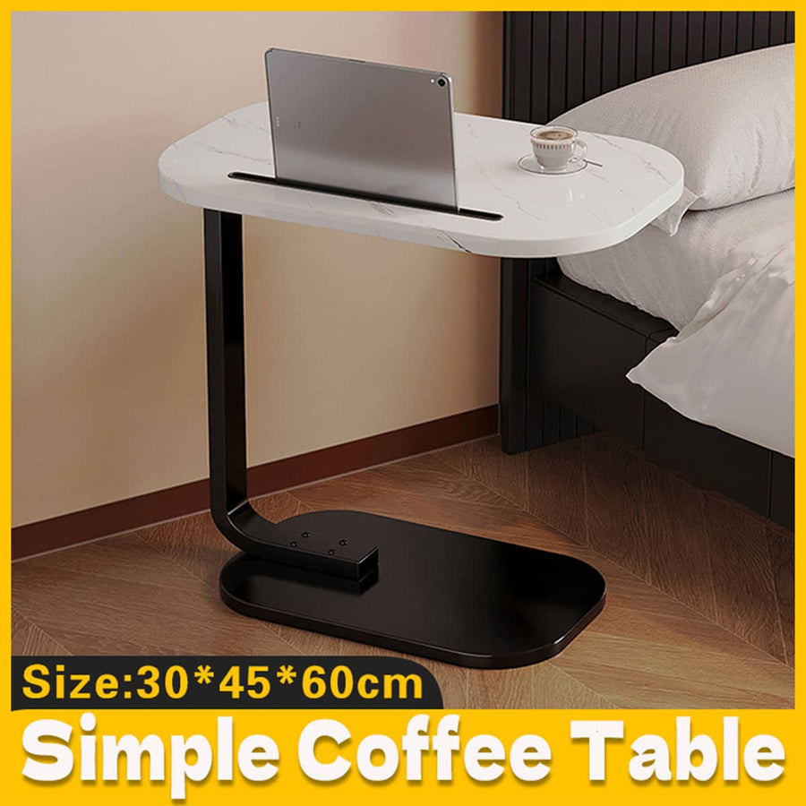Mini Side Table, Wooden Top and Carbon Steel Base