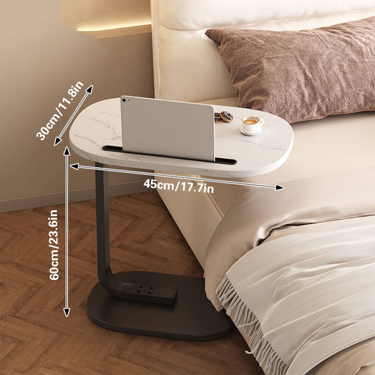 Mini Side Table, Wooden Top and Carbon Steel Base - view 3