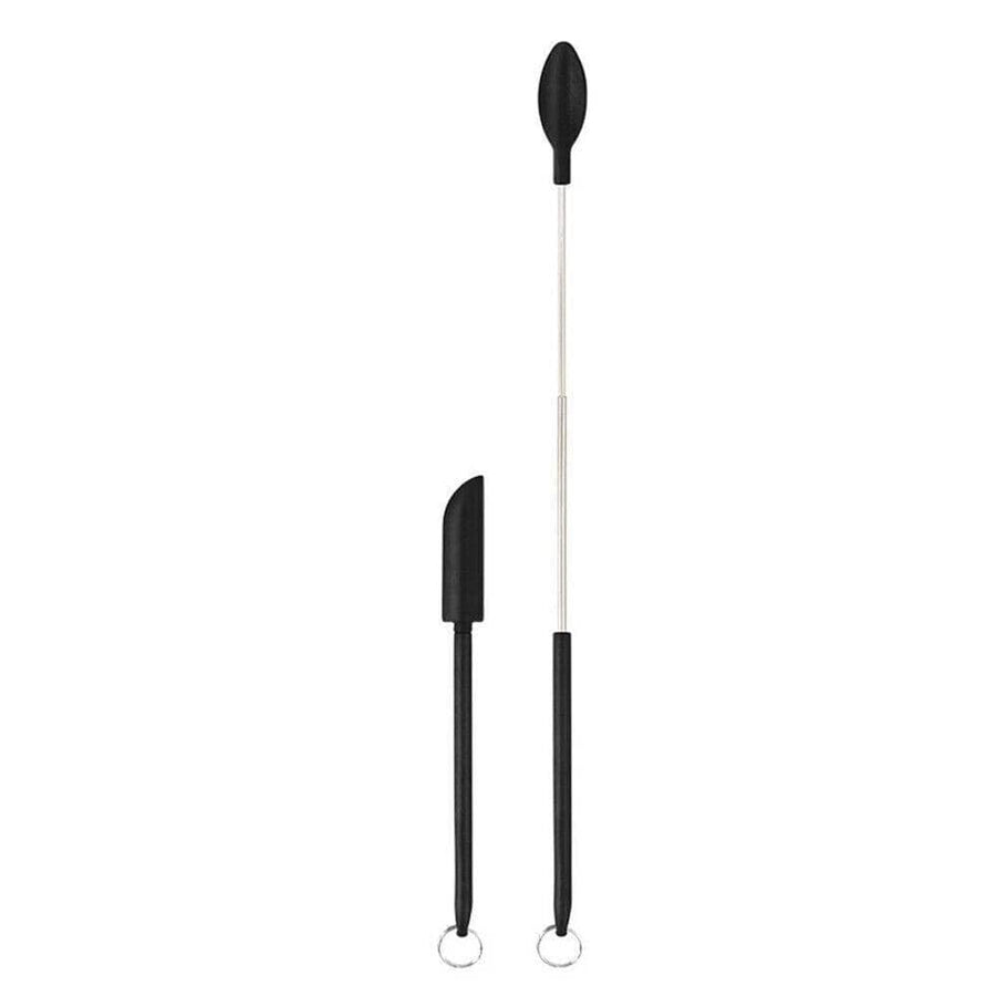 Mini Silicone Telescopic Spatula Set, Pack of 2 - Black