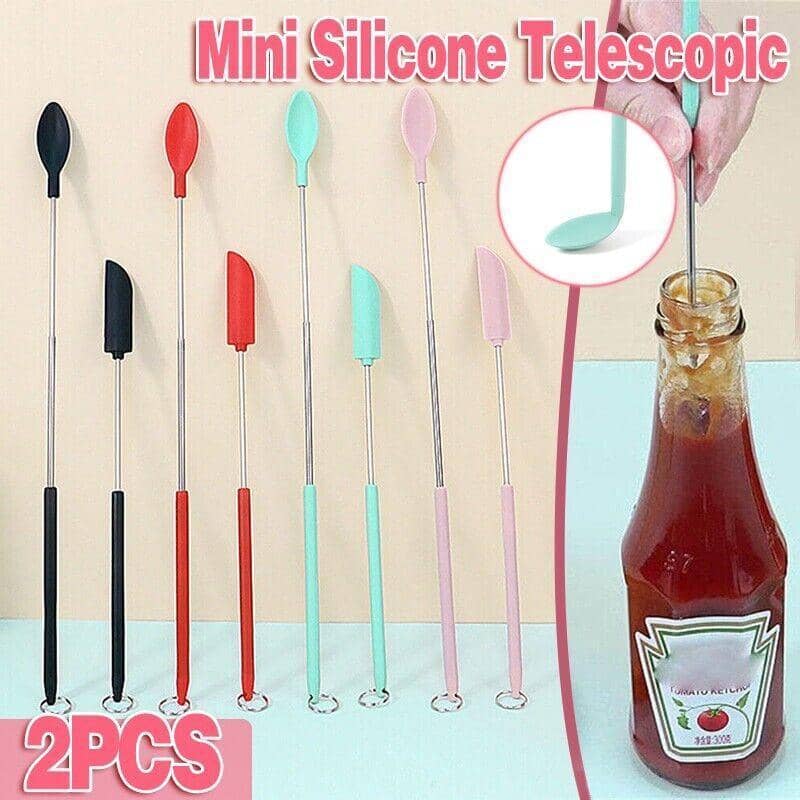 Mini Silicone Telescopic Spatula Set, Pack of 2 - Black - view 2