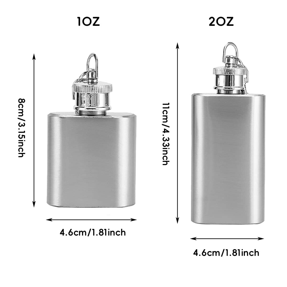 Mini Stainless Steel Hip Flask Set of 3 Pocket Travel Flask - 1 oz - view 4