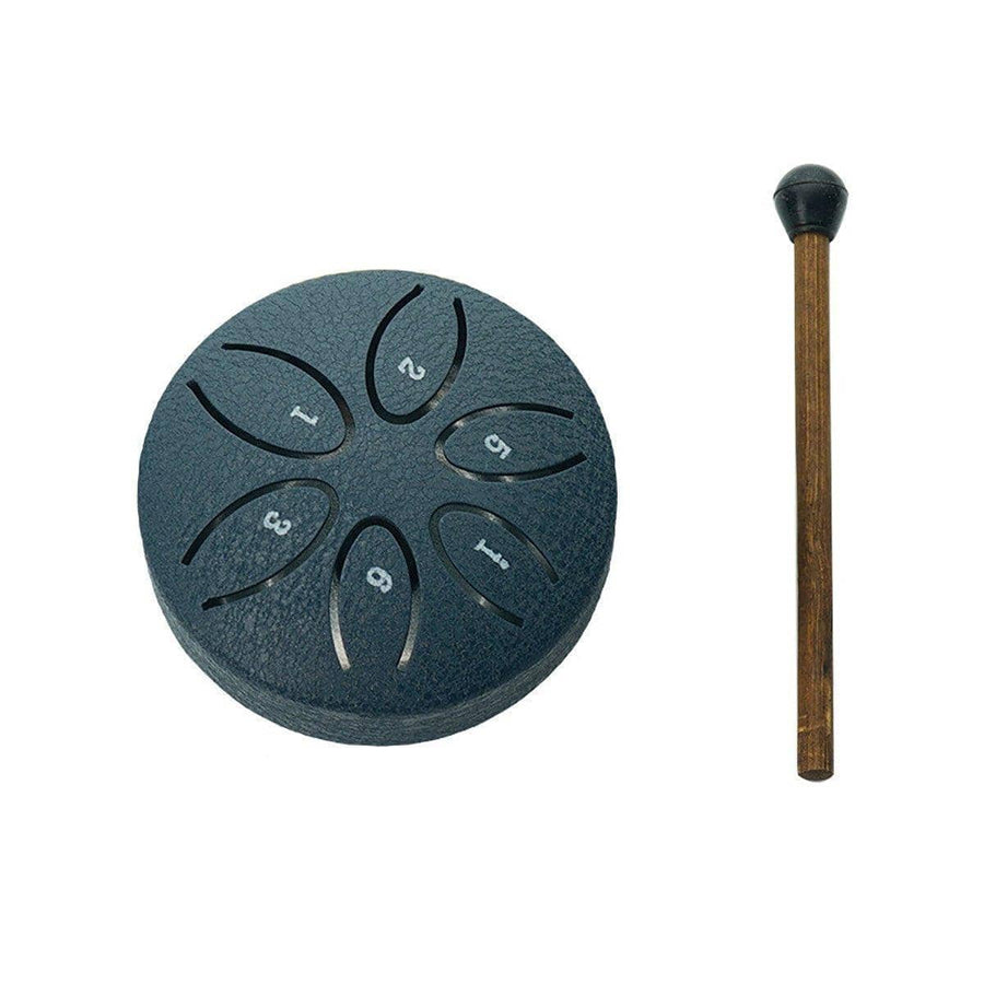 Mini Steel Tongue Drum, 6 Tones with Mallet - Navy