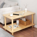 Mini Two Tier Wood Coffee Table and Bedside Nightstand with Storage - view 4